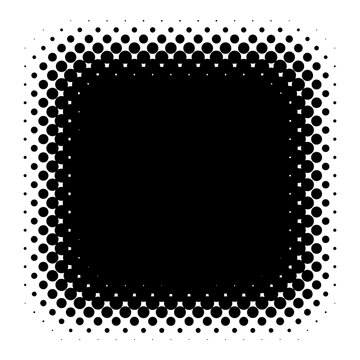 Black halftone dots forming a rounded square shape
