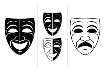 Iconic Comedy and Tragedy Masks Representing Theater and Emotion