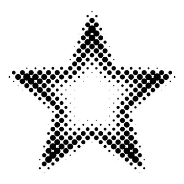 Black halftone dots forming a star shape on white