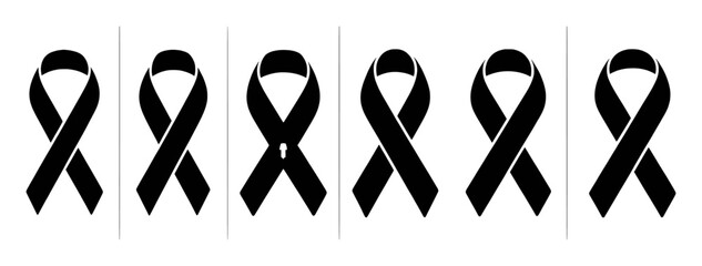 Six black awareness ribbons, one with a small keyhole cutout