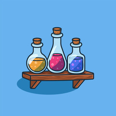 cute magical potion rack vector illustration
