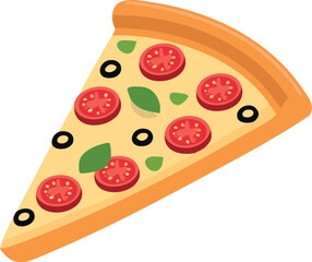 pizza, food, cheese, italian, vector, tomato, meal, dinner, illustration, pizzeria, slice, isolated, pepperoni, pepper, lunch, fast, italy, delicious, restaurant, snack, vegetables, dough, 