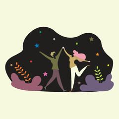 A vector illustration of love under the starlight