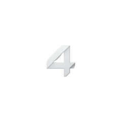Fototapeta premium Modern Minimalist Number Four - 3D Rendered White Digit on Transparent Background