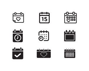 Simple black icon of a calendar symbool, Schedule date symbol collection, Event planner sign, vector illustration eps 10.