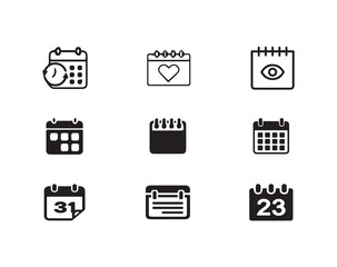 Calendar schedule date time icon set, Calendar planner icon collection,Reminder organizer event signs, vector illustration eps 10 