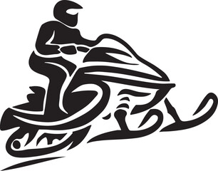 Snowmobile Silhouette with Rider Vector Illustration