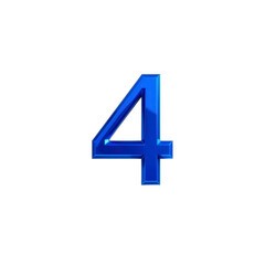Fototapeta premium Shiny Blue Number Four, 3D Rendered Digit on Transparent Background