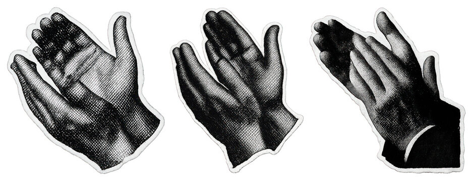 Vintage hands clapping illustration