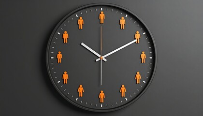 Orange figures on a black clock