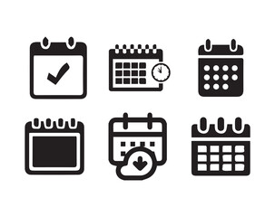 Simple black icon of a calendar symbool, Schedule date symbol collection, Event planner sign, vector illustration eps 10.