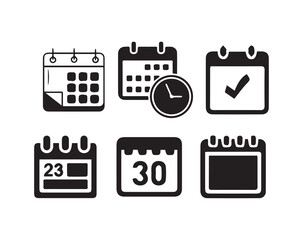 Calendar schedule date time icon set, Calendar planner icon collection,Reminder organizer event signs, vector illustration eps 10 
