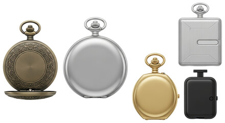 Isolated Antique Pocket Watch Collection Elegant Timepiece Retro Fashion Classic Design Style