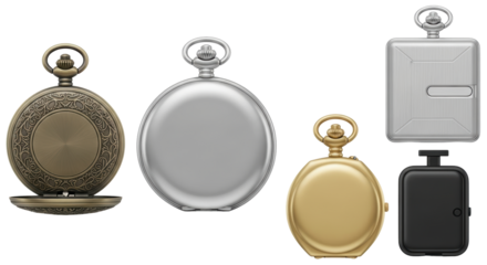 Isolated Antique Pocket Watch Collection Elegant Timepiece Retro Fashion Classic Design Style