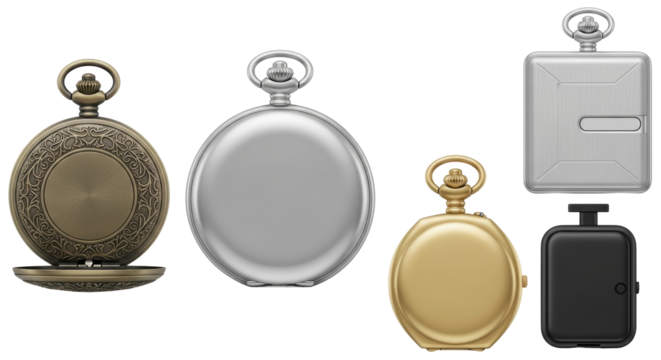 Isolated Antique Pocket Watch Collection Elegant Timepiece Retro Fashion Classic Design Style