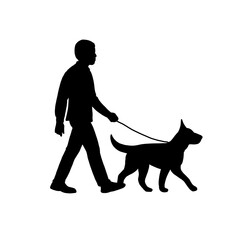 silhouette of a man with a dog