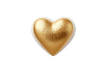 Obraz premium Golden heart-shaped object with smooth texture on white background, cut out