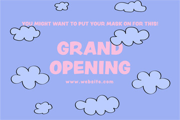 Cute cloud grand opening banner