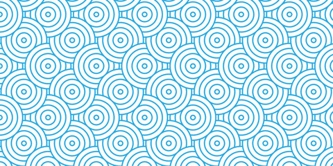 seamless pattern with blue waves circle overlapping fabric overlap swirl textile design.	