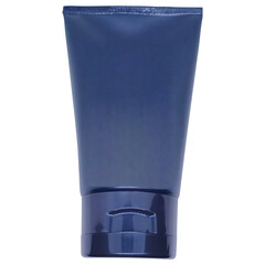 Blue cosmetic tube container with shiny cap for cream or lotion packaging