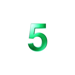 Fototapeta premium Green Metallic Number Five - 3D Rendered Digit