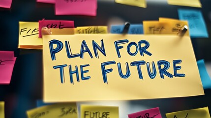 Inspirational planning message on sticky notes wall