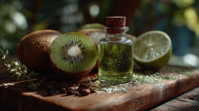 Refreshing kiwi fruit and citrus elixir for natural beauty and wellness