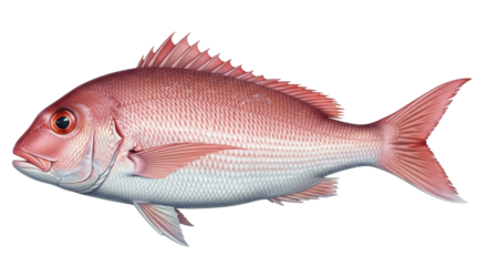 Isolated Red Snapper close-up, a prized gamefish for commercial and recreational fishing