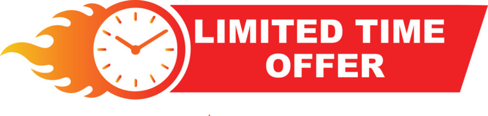 Limited Time Offer Label with Clock Icon – Urgent Countdown Sale Sticker Design for Promotions