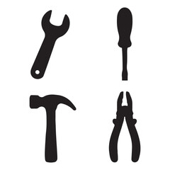 Hand tools vector illustration set