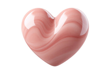 Fototapeta premium Glossy pink heart-shaped ceramic object with marbled texture, cut out