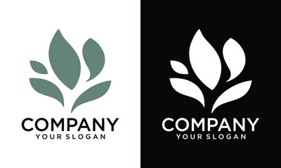 Creative tea leaf logo vector design isolated white background
