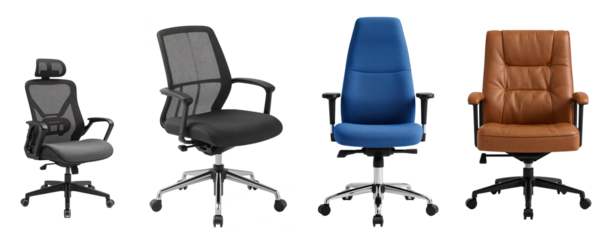 set of office chairs on a transparent background  