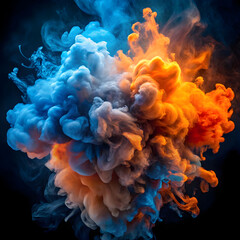 Obraz premium an abstract background of blue and orange smoke ex