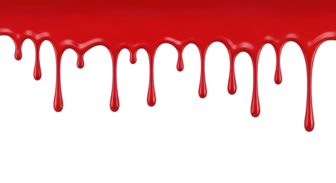Isolated Red Drip Graphic Element with Liquid Flowing, Paint Dripping, Abstract Design