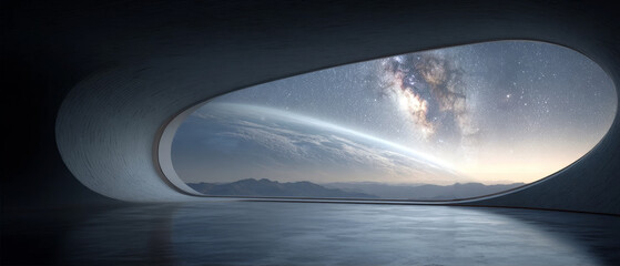 Mysterious Scene of a Person Standing Beneath a Giant Glowing Planet