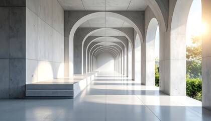 Modern arched concrete walkway