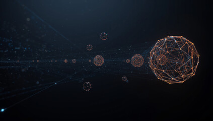 Abstract Floating Geometric Spheres Representing Global Data Network