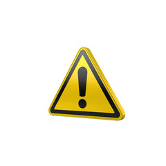 3D Render of a Yellow Warning Sign with Exclamation Mark