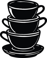 A porcelain cup of hot coffee sits on a white saucer
