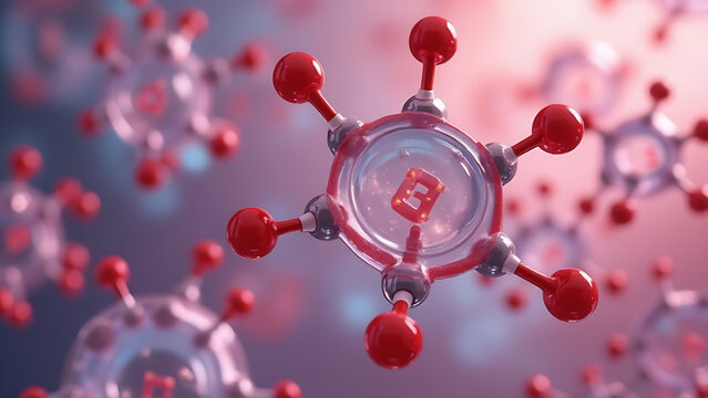 A microscopic image of estradiol (E2), showing the molecular structure in clear, sharp detail and excellent resolution. 