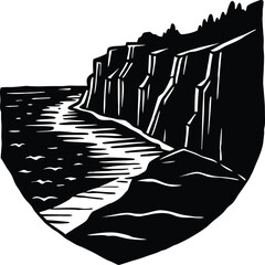 Hand drawn vector illustration of a city with grunge trees