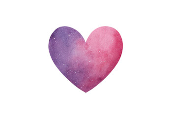 Vibrant galaxy-inspired heart shape with starry watercolor texture, cut out