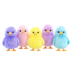 Cute Colorful Baby Birds with Fluffy Feathers in Bright Hues