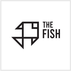 Simple Black and White Graphic Logo Featuring a Geometric Fish for Brand Identity Design
