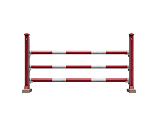 Equestrian Show Jumping Obstacle with Red and White Bars isolated on a transparent background