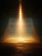Obraz premium Tunnel of Light: A stark, abstract view captures a moment of awe as light floods an empty tunnel, its warmth inviting introspection and reflection.