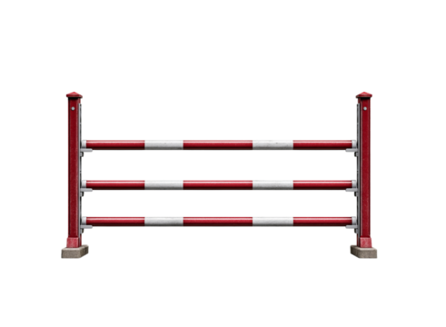 Equestrian Show Jumping Obstacle with Red and White Bars isolated on a transparent background