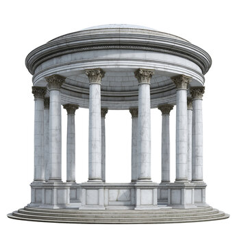 White Marble Rotunda with Corinthian Columns and Dome isolated on a transparent background
