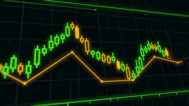 Finance Dashboard with Neon Candlestick Wireframe